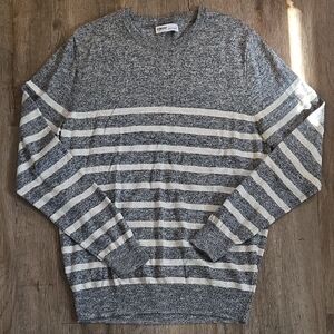 Men's Crewneck Sweater in Black and White Stripes